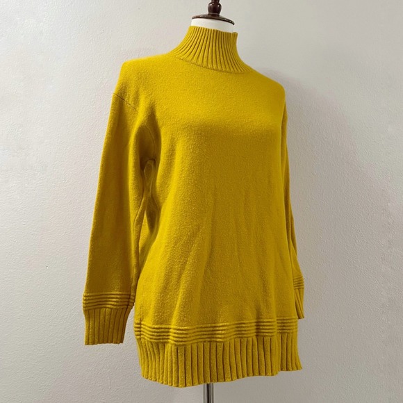 Anthropologie Margarita Sweater Womens Mustard Yellow Buttons Mock Neck Size XS - Picture 6 of 12